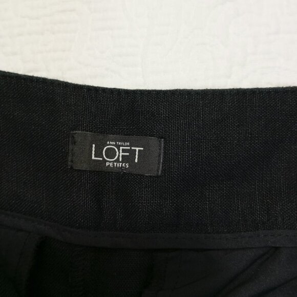 Ann Taylor LOFT 100% Linen Pants Petites Black Julie Wide-leg Size 10P Womens - Picture 2 of 11